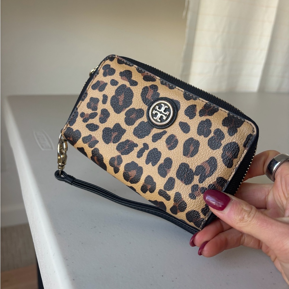 Tory Burch Leopard Zip Wristlet Wallet